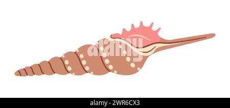 Handgezogene Schienbein-Tibia-Muschel. Flache Illustration Muschel im Cartoon-Stil isoliert auf weißem Hintergrund. Vektorabbildung Stock Vektor