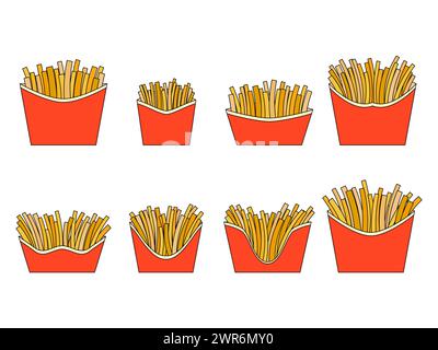 Pommes Frites Icon auf weißem Hintergrund. Fastfood, frittierte Kartoffeln. Abgepackte Pommes frites, ein köstlicher Snack. Design für Banner, Poster und Stock Vektor