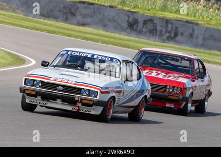 Raphael de Borman 1982 in seinem Ford Capri III 3.0S während des Gordon Spice Trophy Rennens beim 80. Mitgliedertreffen in Goodwood, Sussex, Großbritannien. Stockfoto