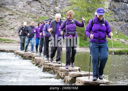 05/18 Rustick Nordic Walking Festival in Tissington, Derbyshire. Stockfoto