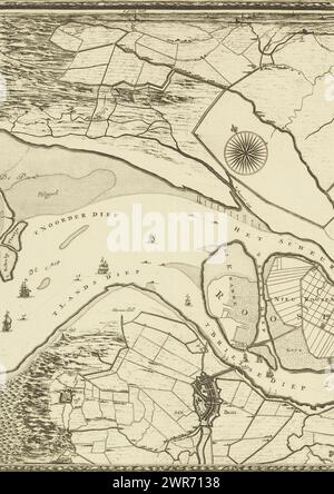 Karte der Maas von Rotterdam bis zur Nordsee (zweiter Teil), Darstellung der Maes von der Stadt Rotterdam bis zum Meer, mit den nahe gelegenen Städten und Orten, Sand, Trockengebieten und Gängen, wie es gerade navigiert wird, zweiter Teil einer Karte der Maas von Rotterdam bis zur Nordsee., Druckerei: Joost van Geel, nach eigenem Entwurf: Joost van Geel, Verlag: Reinier Ottens (I) & Josua, Druckerei: Rotterdam, Verlag: Amsterdam, Verlag: Rotterdam, Rotterdam, Verlag: Rotterdam, Rotterdam, 1666 und/oder 1740, Papier, Ätzen, Gravieren, Höhe 500 mm x Breite 360 mm Stockfoto