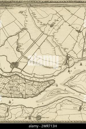 Karte der Maas von Rotterdam bis zur Nordsee (dritter Teil), Darstellung der Maes von Rotterdam bis zum Meer, mit den nahe gelegenen Städten und Orten, Sand, Trockengebieten und Gängen, 3. Teil einer Karte der Maas von Rotterdam bis zur Nordsee., Druckerei: Joost van Geel, nach eigenem Entwurf von: Joost van Geel, Verlag: Reinier Ottens (I) & Josua, Druckerei: Rotterdam, Verlag: Amsterdam, Verlag: Rotterdam, Verlag: Rotterdam, Rotterdam, Verlag: Rotterdam, Rotterdam, 1666 und/oder 1740, Papier, Ätzen, Gravieren, Höhe 498 mm x Breite 357 mm Stockfoto