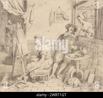 Joos van Craesbeeck und Adriaen Brouwer in Craesbeeck's Atelier, Craesbeeck dans l'Atelier de Brouwer, Craesbeeck in Brouwers Werkstatt, Druckerei: Ferdinand de Braekeleer (I), 1826, Papier, Ätzen, Höhe 191 mm x Breite 230 mm, Druck Stockfoto