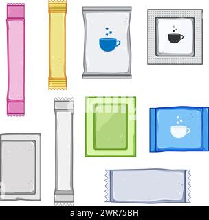 Zuckerbeutel Set Cartoon Vektor Illustration Stock Vektor