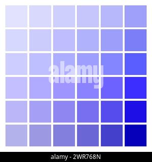 Farbpalette Farbverlauf der blauen Quadrate. Vektorabbildung. EPS 10. Stock Vektor