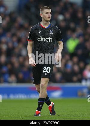 Adam Wharton von Crystal Palace bei seinem Debüt. - Brighton & Hove Albion V Crystal Palace, Premier League, American Express Community Stadium, Brighton, UK - 3. Februar 2024. Nur redaktionelle Verwendung – es gelten Einschränkungen für DataCo. Stockfoto