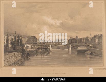 Ansicht der seine aus dem Pont Royal in Paris, Vue Prize du Pont Royal (Titel auf Objekt), Ansichten in und um Paris (Titel der Serie), Paris (Titel der Serie auf Objekt), Druckerei: Louis-Julien Jacottet, Drucker: Auguste Bry, Verlag: Gihaut frères, Paris, 1838, Papier, Höhe 312 mm x Breite 449 mm, bedruckt Stockfoto