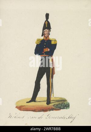 Oberst des Generalstabs (Titel über Objekt), niederländische Militäruniformen in den Jahren 1830-1832 (Reihentitel), Ständiger Oberst des Generalstabs. Teil einer Serie von 156 losen Blättern mit niederländischen Militäruniformen in den Jahren 1830-1832., Druckerei: Albertus Verhoesen, (zugeschrieben), Drucker: Johannes Paulus Houtman, Druckerei: Niederlande, Drucker: Utrecht, 1835 - 1850, Papier, Höhe ca. 170 mm x Breite ca. 110 mm, bedruckt Stockfoto