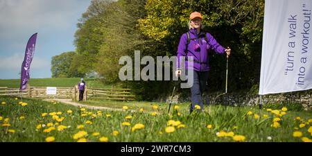 05/18 Rustick Nordic Walking Festival in Tissington, Derbyshire. Stockfoto