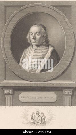 Porträt von Petrus Johannes Simon van Eupen, Druckerei: Augustin de Saint-Aubin, nach Zeichnung von Andreas Bernardus de Quertenmont, 1790, Papier, Radierung, Stich, Höhe 287 mm x Breite 201 mm, bedruckt Stockfoto