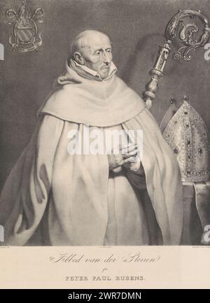 Porträt von Matthaeus Yrsselius, Abbed van der Sterren nach Peter Paul Rubens (Titel zum Objekt), Druckerei: Edvard Lehmann, nach Malerei von: Peter Paul Rubens, Verlag: Niels Brock Krossing, 1825 - 1892, Papier, Höhe 621 mm x Breite 473 mm, Druck Stockfoto