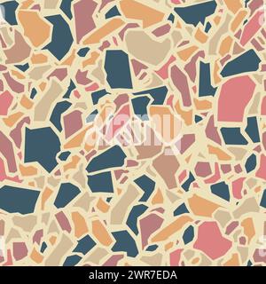 Terrazzo-Imitation nahtloses Muster. Realistische Marmorstruktur mit Steinfragmenten Stock Vektor