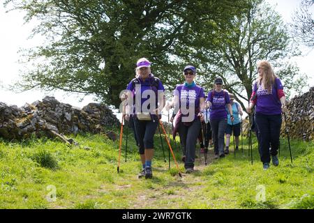 05/18 Rustick Nordic Walking Festival in Tissington, Derbyshire. Stockfoto