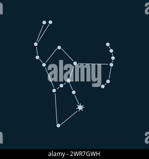 Vektorabbildung Orionkonstellation. Symbol-Piktogramm. Jäger. Stockfoto