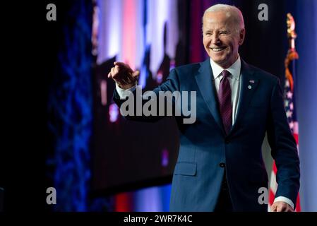Washington, Usa. März 2024. Präsident Joe Biden hält am Montag, den 11. März 2024 in Washington, DC, eine Rede auf der League of Cities-Veranstaltung im Marriott Marquis. Foto: Leigh Vogel/UPI Credit: UPI/Alamy Live News Stockfoto