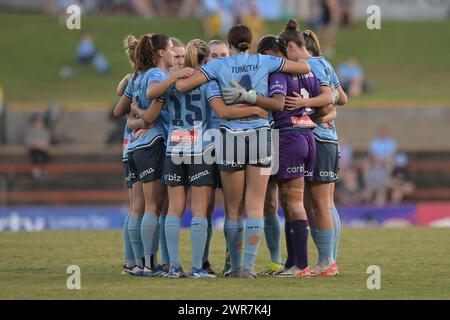 Lilyfield, Australien. März 2024. Das Sydney FC Team ist vor dem Start des 19. Spiels der Liberty A-League 2023-24 zwischen Sydney FC und Western United FC im Leichhardt Oval zu sehen. Endstand Sydney FC 3:1 Western United FC. (Foto: Luis Veniegra/SOPA Images/SIPA USA) Credit: SIPA USA/Alamy Live News Stockfoto