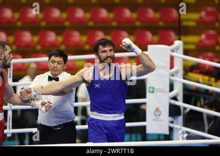 Busto Arsizio, Lombardia, Italien. März 2024. BROWN PATRICK während des Finales - Boxing Road nach Paris 2024 -, E-Work Arena, Busto Arsizio. (Kreditbild: © Mattia Martegani/ZUMA Press Wire) NUR REDAKTIONELLE VERWENDUNG! Nicht für kommerzielle ZWECKE! Stockfoto