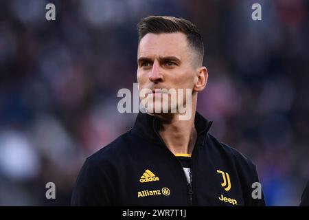 Arkadiusz Milik von Juventus während des Fußballspiels der Serie A zwischen Juventus FC und Atalanta BC im Juventus-Stadion in Turin (Italien) am 10. März 2024. Stockfoto