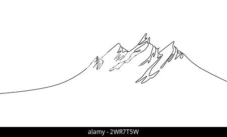 Selbstzeichnen eine einfache Animation einer kontinuierlichen Zeichnung einer Linie von Weihnachtsbäumen, Wäldern im Hintergrund Stock Vektor