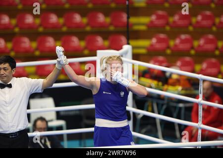 Busto Arsizio, Lombardia, Italien. März 2024. WOJCIK ELZBIETA während der letzten Boxing Road nach Paris 2024, E-Work Arena, Busto Arsizio. (Kreditbild: © Mattia Martegani/ZUMA Press Wire) NUR REDAKTIONELLE VERWENDUNG! Nicht für kommerzielle ZWECKE! Stockfoto