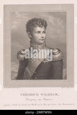 Porträt von Friedrich Wilhelm IV., König von Preußen, Friedrich Wilhelm, Kronprinz von Preussen (Titel zum Objekt), Druckerei: Etienne Frédéric Lignon, nach Malerei von Carl von Steuben, Verlag: Duncker & Humblot, Verlag: Berlin, Verlag: Paris, 1816, Papier, Gravur, Ätzen, Höhe 307 mm x Breite 229 mm, Druck Stockfoto