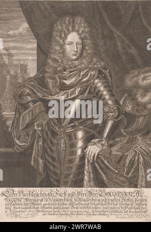 Porträt von Christian Albrecht von Brandenburg-Ansbach, Druckerei: Marc Anton Gufer, nach Malerei von: Jan Hendrik Brandon, 1692 - 1695, Papier, Stich, Höhe 420 mm x Breite 297 mm, Druck Stockfoto