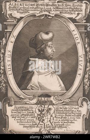 Porträt von Albrecht von Brandenburg, Druckerei: Peter Troschel, Deutschland, ca. 1630 - in oder nach 1670, Papier, Gravur, Höhe 284 mm x Breite 192 mm, Druck Stockfoto