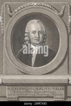 Porträt von Gottfried Wilhelm Müller, Druckerei: Christian Gottlieb Geyser, nach Malerei von Friedrich Ludwig Hauck, 1752 - 1803, Papier, Stich, Höhe 270 mm x Breite 191 mm, Druck Stockfoto