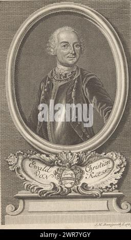 Porträt von Ewald Christian von Kleist, Druckerei: Johann Martin Bernigeroth, Leipzig, 1757, Papier, Gravur, Ätzen, Höhe 170 mm x Breite 105 mm, bedruckt Stockfoto