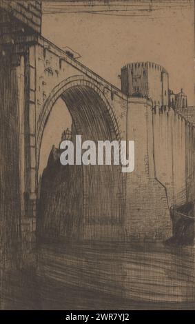 Puente de Alcántara über dem Tejo in Toledo, Toledo, die alte Brücke (Originaltitel), Druckerei: Wijnand Otto Jan Nieuwenkamp, (signiert vom Künstler), 1901, Papier, Höhe 380 mm x Breite 277 mm, Druck Stockfoto