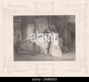 Junger Mann und junge Frau am Sterbebett eines alten Mannes, L'Agonie (Titel auf Objekt), Druckerei: Paul Gavarni, 1833, Papier, Höhe 234 mm x Breite 278 mm, Druck Stockfoto