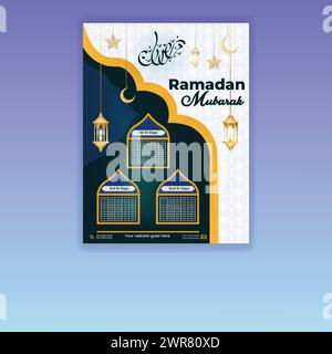 Ramadan sahri Iftar Zeitflyer und Poster. ramadan Zeitplan Vorlage Design Layout. Stock Vektor