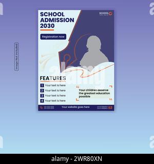 Design-Vorlage für Flyer und Poster für den Schuleintritt Stock Vektor