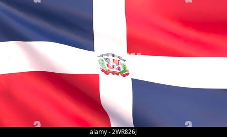 3D-Rendering - die Nationalflagge Mauretaniens flattert im Wind. Stockfoto