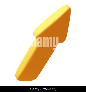 Pfeil, der nach vorne zeigt, und rechts gelbe Farbe. Realistisches 3D-Design im Cartoon-Stil aus Kunststoff. Symbolabbildung Stockfoto