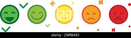 Set von Vektor Emoticons, Smiley Emotion Colection, Emoticons Set, Web Icons in modernem einfachen flachen Design, Line Smilies, Set Smiley Emotion, Vektor Stock Vektor