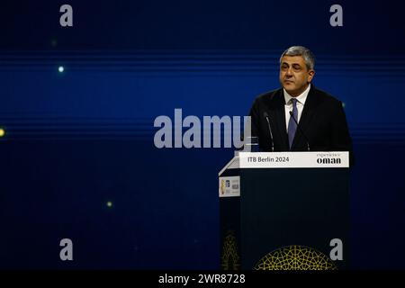 Rede von Zurab Pololikaschwili, Generalsekretär der UNO Tourismus (UNWTO), ITB Berlin Convention - Tourismusmesse, City Cube Messe Berlin Stockfoto