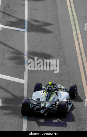 St. Petersburg, FL, USA. März 2024. Der INDYCAR Series-Fahrer JACK HARVEY (18) aus Bassingham, England, reist während eines Trainings für den Firestone Grand Prix von St. durch die Kurven Petersburg am St.. Petersburg temporärer Kurs in St. Petersburg FL. (Credit Image: © Walter G Arce SR Grindstone Medi/ASP) NUR REDAKTIONELLE VERWENDUNG! Nicht für kommerzielle ZWECKE! Stockfoto