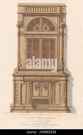 Sideboard, Buffet Renaissance (Titel auf Objekt), Le Garde-meuble / Collection de Meubles (Titel auf Objekt), Ein Renaissance Sideboard. Druck von 317e Livraison., Druckerei: Chanat, Drucker: Becquet frères, Verlag: Eugène Maincent, Paris, 1885 - 1895, Papier, Höhe 357 mm x Breite 272 mm, Druck Stockfoto