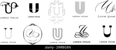 Kreatives U-Emblem. Letter u Monogramm für moderne städtische oder unifarbene Firmenbranding-Vorlage. Anfangsvektor-Symbolgruppe des Geschäftsnamens Stock Vektor