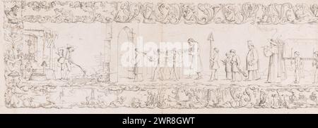 Trauerzug (linker Teil), Druckerei: Karl Sandhaas, Deutschland, 1825, Papier, Ätzen, Höhe 246 mm x Breite 688 mm, bedruckt Stockfoto