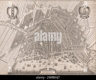 Karte von Amsterdam nach der dritten Interpretation (1613-1625), Amsterdam (Titel auf Objekt), Druckerei: Anonym, um 1650, Papier, Ätzen, Höhe 276 mm x Breite 354 mm, bedruckt Stockfoto