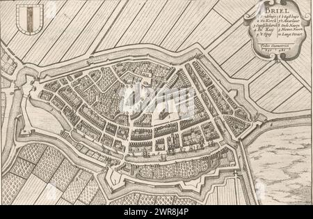 Karte von Brielle, Briel (Titel über Objekt), Druckerei: Anonym, Herausgeber: Henricus Hondius, Amsterdam, 1632, Papier, Ätzen, Stift, Buchdruck, Höhe 153 mm x Breite 230 mm, Druck Stockfoto