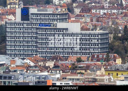 Stuttgart-Süd, Stadtansicht mit Gebäude der Allianz Versicherung. Sitz der Allianz Lebensversicherung-AG, Deutschlands größter Lebensversicherer. / 10.03.2024: Stuttgart, Baden-Württemberg, Deutschland. *** Stuttgart Süd, Stadtblick mit Allianz Versicherung Gebäude Hauptsitz der Allianz Lebensversicherung AG, Deutschlands größter Lebensversicherer 10 03 2024 Stuttgart, Baden Württemberg, Deutschland Stockfoto