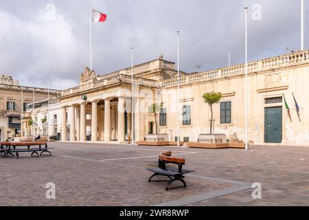 Das alte Gebäude der Hauptgarde und der Kanzlei, Valletta, Malta Stockfoto