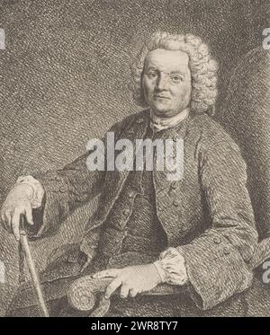 Porträt von Johann Georg Glume, Vater des Künstlers, Druckerei: Johann Gottlieb Glume, Berlin, (evtl.), 1748, Papier, Ätzen, Höhe 155 mm x Breite 132 mm, bedruckt Stockfoto