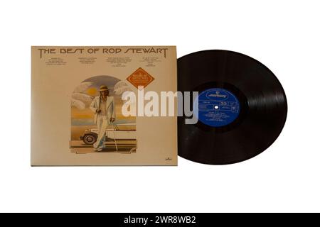 The Best of Rod Stewart Vinyl-Album-Cover isoliert auf weißem Hintergrund - 1977er Compilation Album Stockfoto