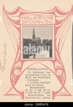 Ansicht der Grote Kerk in Hindeloopen, Hersteller: Anonym, Hindeloopen, ca. 1890 - ca. 1910, Papier, Höhe 29 mm x Breite 26 mm, fotomechanischer Druck Stockfoto