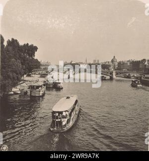 Ansicht der seine in Paris, vom Pont Royal, Paris: La seine, gue du Pont Royal (Titel auf dem Objekt), neue Photographische Gesellschaft, Pont Royal, in oder nach 1895 - ca. 1905, Karton, Gelatinedruck, Höhe 88 mm x Breite 179 mm, Stereogramm Stockfoto