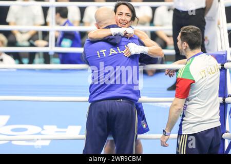 Busto Arsizio, Italien. März 2024. Alessia Mesiano während der Boxing Road to Paris, Boxspiel in Busto Arsizio, Italien, 11. März 2024 Credit: Independent Photo Agency/Alamy Live News Stockfoto